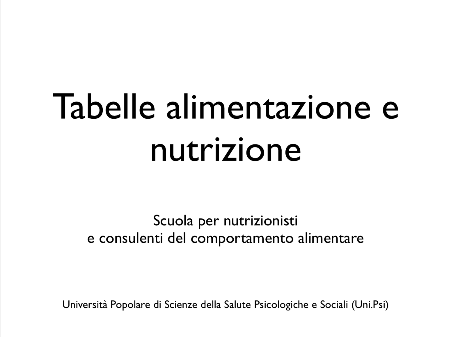 tabelle nutrizionali
